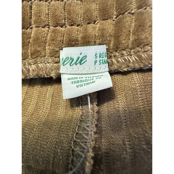 Aerie Women Groove On Velour Pant Small High Rise Flare Ribbed Stretch Brown NWT - Picture 7 of 8